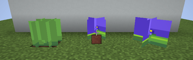 Aristea, potted Aristea, and cotton candy crops rendering as solid blocks