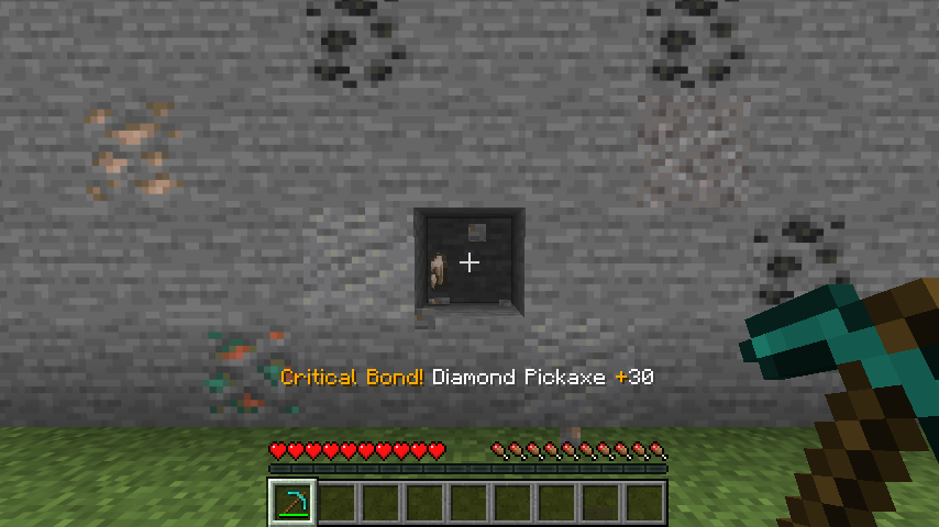 A Critical Bond on a Diamond Pickaxe after mining iron ore